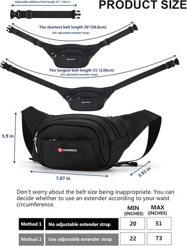 Fanny Pack Men Women Plus Size with Extender Strap 70",Extra Large Crossbody Waist Bag with Adjustable Belt, Fashion Hip Bum Bag for Outdoors Workout Traveling Casual Hiking Walking Cycling in Saudi Arabia