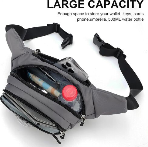 Fanny Pack Men Women Plus Size with Extender Strap 70",Extra Large Crossbody Waist Bag with Adjustable Belt, Fashion Hip Bum Bag for Outdoors Workout Traveling Casual Hiking Walking Cycling in Saudi Arabia