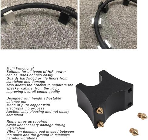 ASHATA 4Pcs HIFI Speaker Cables Isolation Stand, Aluminum Speaker Isolation Feet, Speaker Power Cables Shock Mount, HiFi Cable Spike Stand for Subwoofer CD DVD Amplifier Turntable in Saudi Arabia