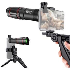 Andoer 25x Macro Smartphone Lens Kit with Phone Clip Phone Holder Upgrade Version 25X Telephoto Telescope Lens for Mobile Phone