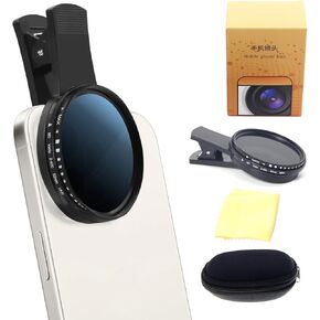 52MM Variable ND2-ND400 Filter Compatible with iPhone 15 14 13 12 11, Clip-on Phone Lens Adapter HD Double-Sided Multi-Coated Glass, Phone Lens ND Filter Kit for Smartphone