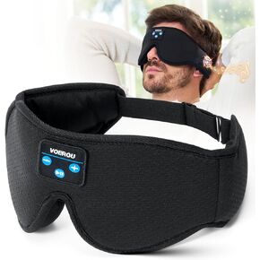 Voerou Sleep Headphones, 3D Sleep Mask with Bluetooth Headphones, Adjustable Wireless Eye Mask for Sleeping for Women Men, Sleeping Headphones with Ultra-Thin Stereo Speakers Perfect for Sleep Naps