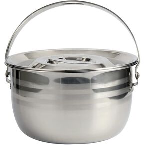 LIFKOME Boiling Pot Stainless Steel Camping Pot with Lid Lifter Handle Camp Cookware Pot Portable Hanging Cooking Pot for Camping Cooking, BBQ, Basting, or Baking 2.5/4 Quart Big Pot