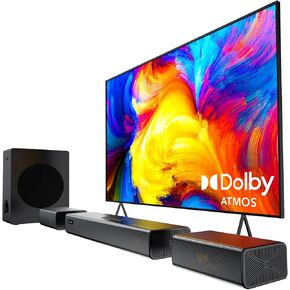 Hiwill 4.1ch Dolby Atmos Soundbar, 320W Sound Bar for Smart TV with Subwoofer, 2 Side-Firing Tweeters, 2 Front Surround Speakers, Home Theatre 3D Surround Sound System for TV Speaker, HiElite A41 Pro