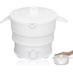 Foldable Electric Cooking Pot, 1.2L Hot Pot Cooking, Folding Electric Travel Pot with Stainless Steel Bottom Household for Camp, Dorm, Multi-Function Ramen Cooker