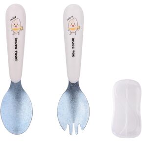 RISON Titanium Table Cutlery Set Titanium Spoon Head Food Grade PP Handle Fork Spoon Self-delivery Cutlery Design Spoon Handle Tentacle Cutlery Set (Blue)