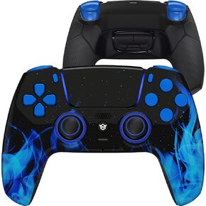 HEXGAMING ULTIMATE Wireless Controller Compatible with ps5, Modded FPS Gaming Controller with Paddles - 4 Remap Back Buttons - Hair Triggers - Interchangeable Thumbsticks - Blue Blaze