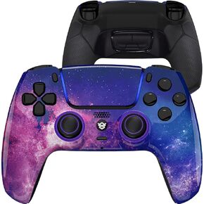 HEXGAMING ULTIMATE Wireless Controller Compatible with ps5-4 Back Buttons, Mouse-Click Triggers, Interchangeable Thumbsticks - Purple Galaxy