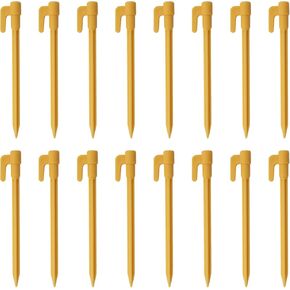 Tent Stakes, Stakes for Inflatables, Garden Stakes, Ground Anchors, and Yard Stakes for Camping, Tarp, and Outdoor Decorations – Multi-Color Ground Stakes for Various Uses, 16 Pack, Green