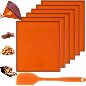 6 Pcs Silicone Dehydrator Trays, Nonstick Silicone Dehydrator Sheets with with Silicone Scraper, Multi-purpose Reusable for Jerky, Fruit, Meat, Herbs, Vegetables, Crackers