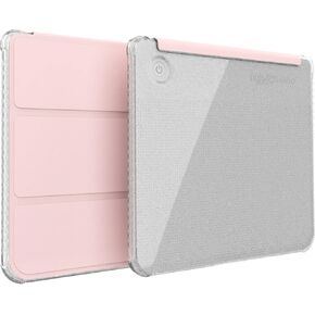 TUDIA SKN FLIP Designed for Kobo Libra Colour Case (2024) - [Auto Wake/Sleep Technology] Shockproof Slim Transparent TPU Back with Trifold Leather eReader Cover - Glitter Pink