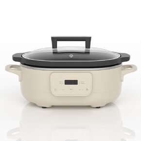 MAGNIFIQUE 6 Quart Programmable Slow Cooker Removable Healthy Nonstick Pot - Small Kitchen Appliance for Family Dinners - Serves 6+ People - Heat Settings: Keep Warm Oatmeal