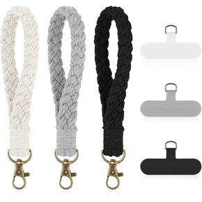 Giantree 3Pcs Boho Macrame Phone Wrist Strap, Wrist Strap for Phone Case Phone Lanyard, Cute Phone Chain Handmade Phone Lanyard Wrist, Keychain Phone Case Anti-Loss Phone Chain for Women Men