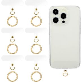 6Sets Phone Tether Tab Heavy Duty, Universal Cell Phone Lanyard Tab with Metal Spring Rings, Phone Patch Connector without Adhesive, Clear Phone Teather Tab Replacement for Phone Case Keychain (Clear)