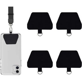 Cell Phone Lanyard Tab, 4 Pack Phone Tether Tab, Anti Theft Phone Strap Holder, Crossbody Phone Lanyard Patch for Iphone Lanyard, Cellphone Lanyard Phone Case Wrist Strap Tab, Black