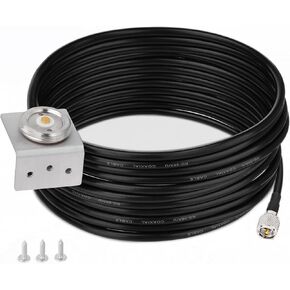 Eightwood NMO Antenna Mount to Mini-UHF Male Extension Cable RG58 16.4 feet + L Shape Bracket for Two-Way CB Mobile Radio, Radio Antenna, Radio Scanner