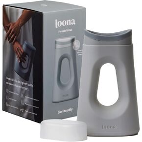 Loona Premium Female Urinal - Quiet, No Splash Design for Women - Ideal for Bedside, Travel, and Outdoor Use - Moon Grey - HSA/FSA Eligible