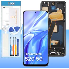 Screen Replacement for Samsung Galaxy S20 5G 6.2" TFT,for Samsung SM-G981 SM-G981F SM-G981U1 LCD Display Touch Digitizer Assembly with Tools(Black with Frame)
