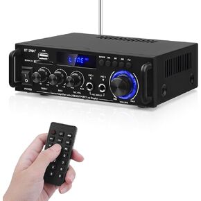 Bluetooth 5.0 مكبر للصوت ستيريو لمكبر الصوت المنزلي ، BT-298A+ 2 القناة 40W X 2 جهاز استقبال مضخم طاقة مع راديو/FM ، USB ، بطاقة SD ، التحكم عن بُعد لنظام ستيريو الصوت المنزلي للمسرح المنزلي