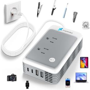 Mapambo 220V to 110V Converter for European Travel, 220 to 110 Voltage Converter US to Europe for Curling Iron Hair Straightener, European Travel Plug Adapter with 2 USB A 2USB C