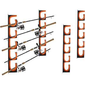 Fishing Rod Holder,Fishing Pole Holder,H5 Wall or Ceiling Mount Fishing Rod Holders for Garage with Soft Rubber Strip,Fishing Rod Storage Organizer,Horizontal Fishing Rod Wall Mount Storage(2 PACK)