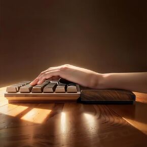 Wooden Keyboard Wrist Rest, Black Walnut Solid Wood Non-Slip Ergonomic Palm Rest for Compact TKL Keyboard, Durable and Beautiful Keyboard Hand Rest, 14x3 Inches, 0.8 Inches Thick