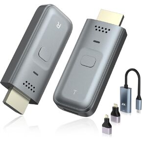 Wireless HDMI Transmitter and Receiver, Plug & Play Portable Wireless HDMI with Adapter, 4K HDMI Wireless Transmitter Support 2.4/5GHz, 100FT Wireless for Streaming Video Laptop/Pc/Tv Box