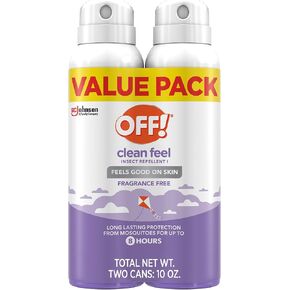 OFF! Clean Feel Picaridin Insect Repellent Aerosol Value Pack, 2 Cans, 10 oz Total