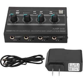 Headphone Amplifier, 4 Channel Portable Headphone Amp Compact 4 Way Stereo Headphone Amplifier with 12V 1.5A Adaptor for Studio and Stage Applications(US)