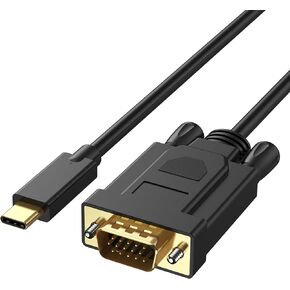 USB C to VGA Cable 6 FT, USB Type-C to VGA Cables [Thunderbolt 3/4] Compatible with i Phone 16/15/15 Pro/Max, MacBook Pro/Air, iPad Pro, iMac, Surface, Galaxy, Chromebook
