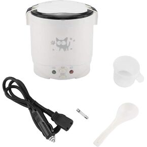 GOTOTOP Small Rice Cooker,12v Portable Travel Rice Cooker for Car, Cooking Heating and Keeping Warm Function, Can be Used As a Electric Lunch Box(White)