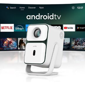 [Android TV 11.0 و 1080p الأصليين] Wanbo T2 Ultra Projector مع WiFi و Bluetooth ، و 120 درجة مركبة التركيز التلقائية ، و Proyector في الهواء الطلق ، و 500 ANSI Smart Smortor مع Netflix و 5000+ تطبيقات