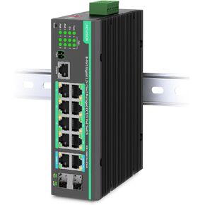 LINOVISION Industrial 12 Ports L2+ Cloud Managed PoE Switch with DC8~57V Redundant Power Input, Full Gigabit Solar PoE Switch, 12V PoE Switch with Relay Alarm, IEEE802.3af/at, Total PoE Budget 240W