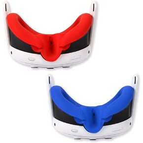 2Pcs VR Face Pad for Oculus/Meta Quest 3,Washable Anti Leakage Light and Anti Sweat Face Cushion Replacement(Red+Blue)