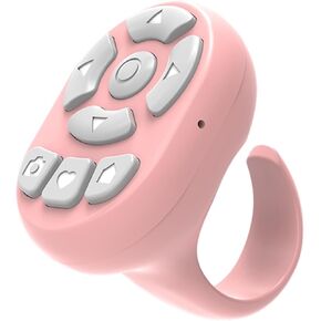 TikTok Scrolling Ring Microphone Remote Control,Fingertip Wireless Bluetooth Remote Control;for iPhone,Google Pixel,Samsung Phone (Pink)