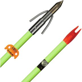 AMS Bowfishing A203-FLO Fluorescent Green Fiberglass Arrow, Chaos FX Point & Safety Slide
