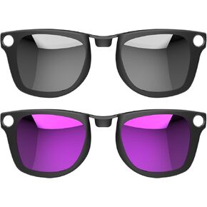 2Pcs Polarized Clip for Ray-Ban Meta Wayfarer Smart Glasses, Discoloration Clips Compatible with Ray-Ban Meta Wayfarer Standard (Size M) Protect Your Eyes, Cool and Fashion (Silver, Purple)