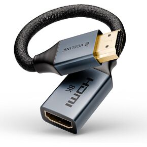 VCELINK 8K HDMI Extension Cable 0.6 FT, HDMI 2.1 Male to Female Adapter Extension Cord, Compatible with TV Stick, HDTV, Game Console, Laptop, 1-Pack