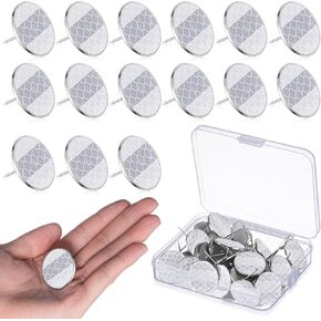 50 Pcs 1 Inch Large Reflective Tacks Trail Marking Tacks Reflective Trail Tacks Glow Tacks Reflective Trail Markers Mark Trail Reflective Thumb Tacks for Hunting Hiking Camping Tree Stand