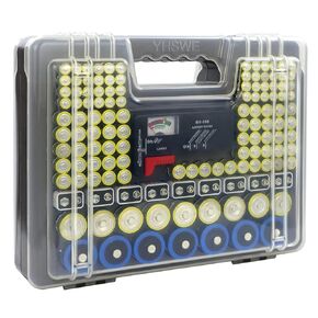 Battery Storage Organizer,Battery Organizer Storage Case with Tester,230+ Batteries Garage Organization Container Box for AA AAA C D 9V(No Batteries , Grey )
