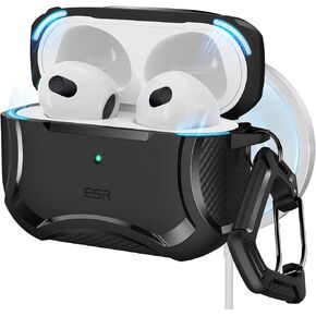 ESR for AirPods 3rd Generation Case, Compatible with AirPods 3rd Gen (2021), Compatible with MagSafe, Powerful Drop Protection, Magnetic Lid, Cyber Series, Black