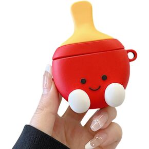Super Funny Lucky Happy Pingpong Ball Earphone Case for AirPods Pro/Pro 2，Novelty Stylish Soft Silicone Sport Table Tennis Bats AirPods Pro 2/Pro Cover Protector Earbud Protective Case