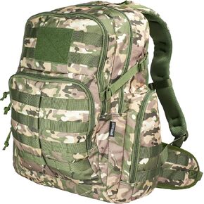 RIVER ROAD Huntex 40L Tactical Backpack for Men & Women in Green Camo - Military Style Backpack Hunting - Hiking Backpack & Travel Combat Backpack - Outdoor Tactical Backpacks Sport Mochila Tactica