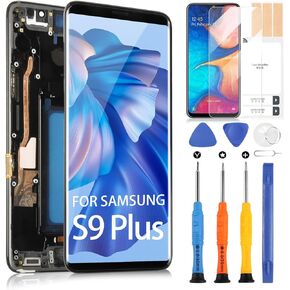 Screen Replacement for Samsung Galaxy S9+ LCD Display for Samsung S9 Plus Screen Touch Digitizer G965 G965A G965F G965P G965R4 Assembly with Repair Tools(Black with Frame)