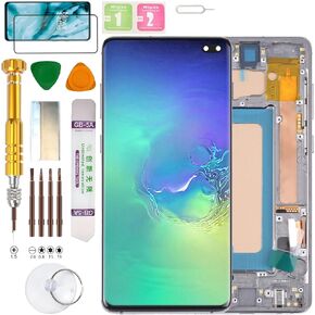 (Without Fingerprint) LCD Display Assembly for Samsung Galaxy S10+ Plus SM-G975U, SM-G975U1, SM-G975F, SM-G975W, SM-G9750, SM-G975N, SM-G975X, SC-05L Screen Replacement kit (Black)