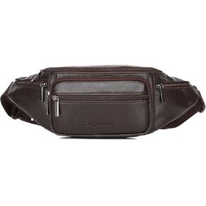 Genuine Leather Fanny Pack Waist Bag for Men Women Hip Bum Bag Travel Pouch Sling Bag Crossbody Chest Bags Shoulder Daypack Multiple Pockets Waist Pack Coffee