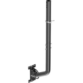 Universal Adjustable TV Antenna Mount, J-Mount Solid Mast (1.38'' x 24'' Pole) for Long Wall, Eave, Roof Mounting, Iron Paint Heavy Duty Pivot Mounting Bracket and Hardware Included, Black