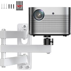 Foldable Projector Wall Mount Universal Adjustable Wall Projector Mount 1/4" Screw, White