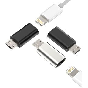 Lightning Female to Micro USB Male(3pack)Adapter Charge Cable Port Converter Compatible for Samsung Galaxy S6 S7 Edge Nexus 5 LG G4 Android Power for Iphone 13 Pro 7 8Plus Ipad Charging Cord Data Sync
