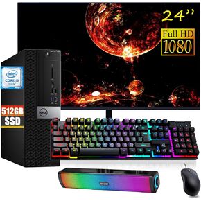 Dell Optiplex 7050 SFF PC Desktop Computer PC Setup, 24" FHD Monitor, RGB Speaker, Intel Core i5-6500 3.2GHz Up to 3.6GHz, 16GB RAM, 512GB SSD, RGB Keyboard, Mouse, DP Cable, Win 10 Pro(Renewed)